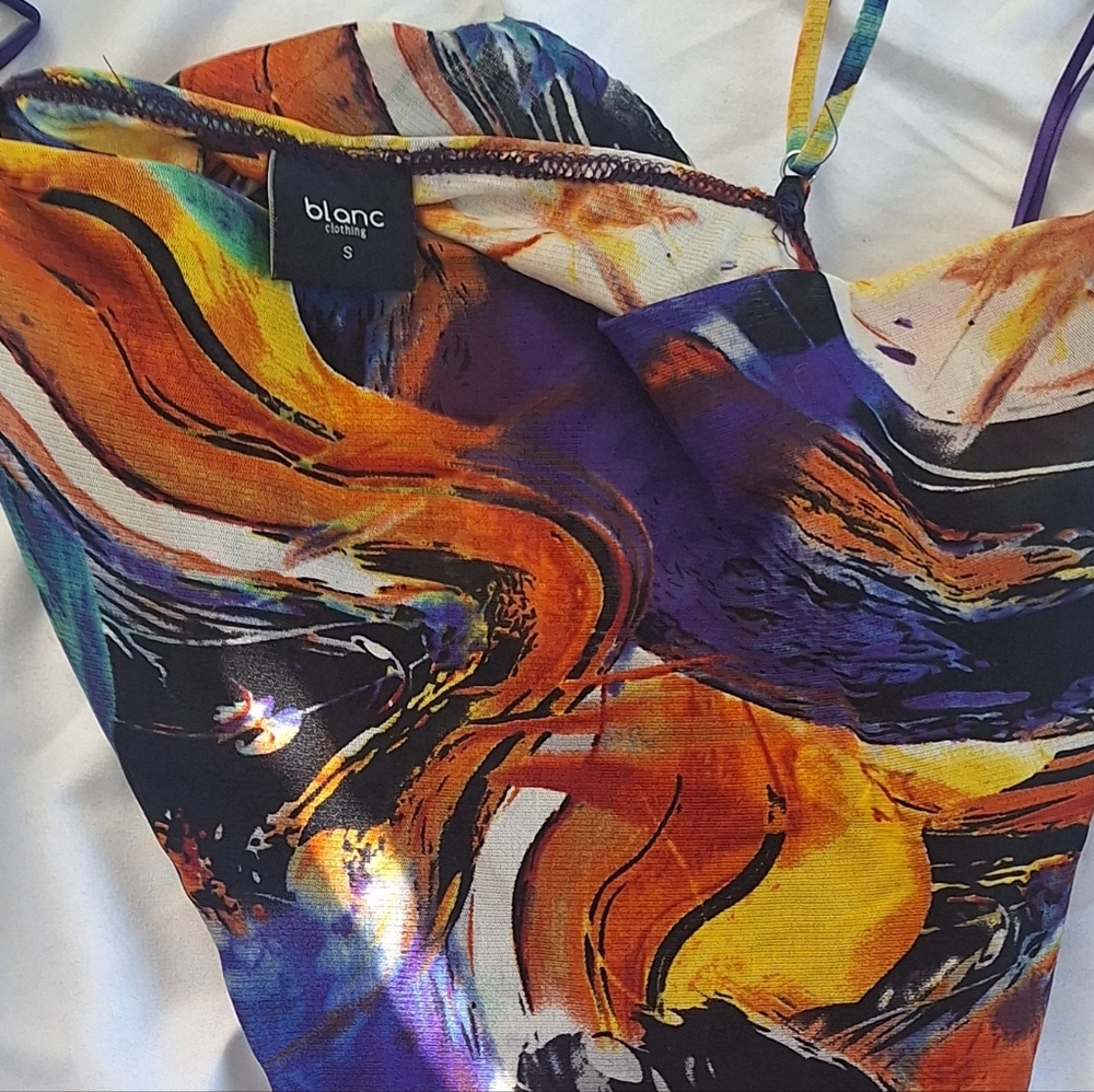 Blanc Noir Multicolor Abstract Swirl Mini Dress | Size Small | Great Condition - Picture 2 of 2